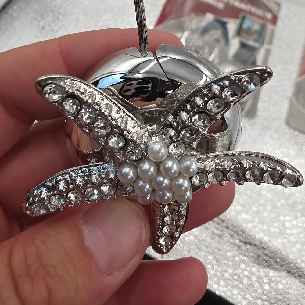 Magnetic Starfish Curtain Tiebacks Set of 3 Silver Rhinestone Pearl Beach O1